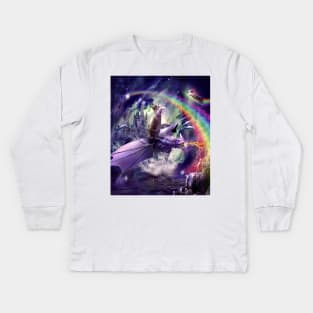 Rainbow Space Cat On Dragon Kids Long Sleeve T-Shirt